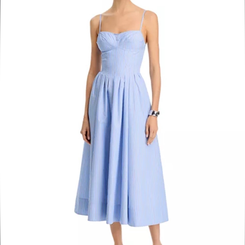 Simkhai Kittiya Stripe Light Blue Midi Dress